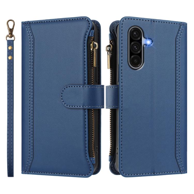 Custodia in pelle con chiusura magnetica, 9 scomparti per carte e cerniera, con cinturino da polso., For Samsung Galaxy A36 5G, For Samsung Galaxy A05 / M05 / F05 4G, For Samsung Galaxy A16 5G / 4G, For Samsung Galaxy A05s / F14 4G