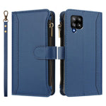 Custodia in pelle con chiusura magnetica, 9 scomparti per carte e cerniera, con cinturino da polso., For Samsung Galaxy A42 5G / M42 5G, For Samsung Galaxy A32 4G, For Samsung Galaxy A02 / M02, For Samsung Galaxy A72 5G / 4G