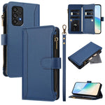 Custodia in pelle con chiusura magnetica, 9 scomparti per carte e cerniera, con cinturino da polso., For Samsung Galaxy A13 5G / 4G / A04s, For Samsung Galaxy A22 5G / A22s / F42, For Samsung Galaxy A53 5G, For Samsung Galaxy A73 5G