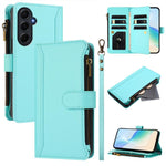 Custodia in pelle con chiusura magnetica, 9 scomparti per carte e cerniera, con cinturino da polso., For Samsung Galaxy A15 5G / 4G, For Samsung Galaxy A55 5G, For Samsung Galaxy A35 5G, For Samsung Galaxy A25 5G