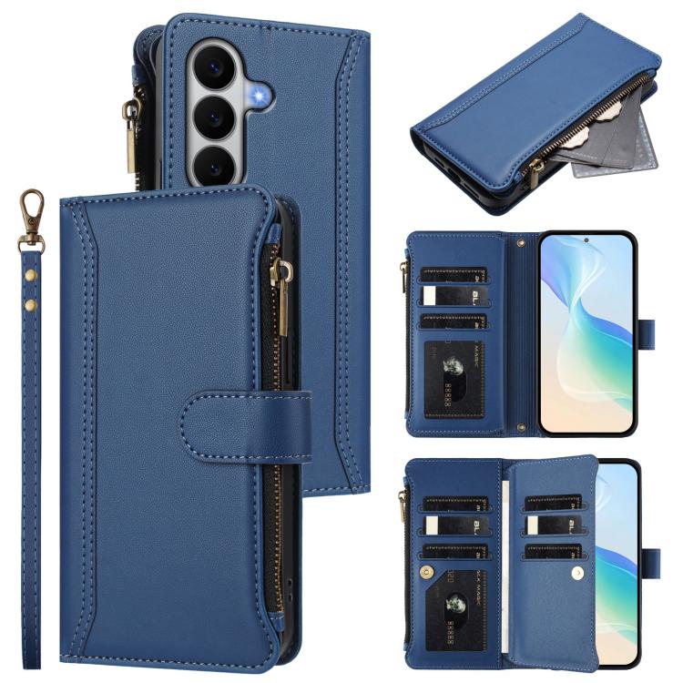 Custodia in pelle con chiusura magnetica, 9 scomparti per carte e cerniera, con cinturino da polso., For Galaxy A27 5G, For Samsung Galaxy A06 4G / 5G, For Samsung Galaxy A56 5G, For Samsung Galaxy A26 5G