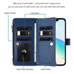 Custodia in pelle con chiusura magnetica, 9 scomparti per carte e cerniera, con cinturino da polso., For Galaxy A27 5G, For Samsung Galaxy A06 4G / 5G, For Samsung Galaxy A56 5G, For Samsung Galaxy A26 5G