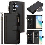 Custodia in pelle con chiusura magnetica, 9 scomparti per carte e cerniera, con cinturino da polso., For Galaxy A27 5G, For Samsung Galaxy A06 4G / 5G, For Samsung Galaxy A56 5G, For Samsung Galaxy A26 5G