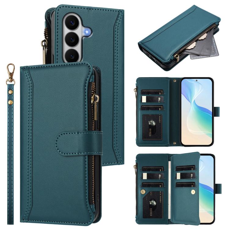 Custodia in pelle con chiusura magnetica, 9 scomparti per carte e cerniera, con cinturino da polso., For Galaxy A27 5G, For Samsung Galaxy A06 4G / 5G, For Samsung Galaxy A56 5G, For Samsung Galaxy A26 5G