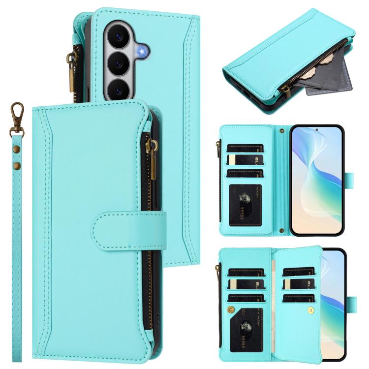 Custodia in pelle con chiusura magnetica, 9 scomparti per carte e cerniera, con cinturino da polso., For Galaxy A27 5G, For Samsung Galaxy A06 4G / 5G, For Samsung Galaxy A56 5G, For Samsung Galaxy A26 5G