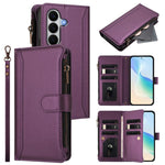 Custodia in pelle con chiusura magnetica, 9 scomparti per carte e cerniera, con cinturino da polso., For Galaxy A27 5G, For Samsung Galaxy A06 4G / 5G, For Samsung Galaxy A56 5G, For Samsung Galaxy A26 5G