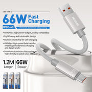 WK WDC-63a 66W USB to Type-C Fast Charging Data Cable, Length: 1.2m, WDC-63a