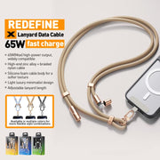 WK WDC-70 65W Type-C to Type-C Phone Lanyard Data Cable, Length: 1.6m