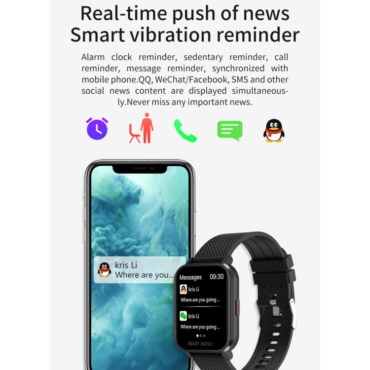 Schermo TFT da 1,54 pollici IP67 Impermeabile Business Sport Striscia di silicone Smart Watch, supporto Monitor del sonno / Cardiofrequenzimetro / Monitoraggio della pressione sanguigna, Silicone Strip