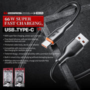 WK WDC-91a 66W USB to Type-C Silicone Data Cable, Length: 1.2m, WDC-91a