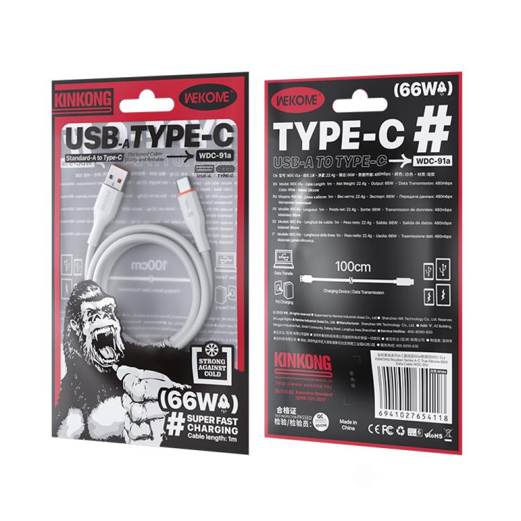 Cavo USB a Type-C in silicone 66W 1,2m WK WDC-91a