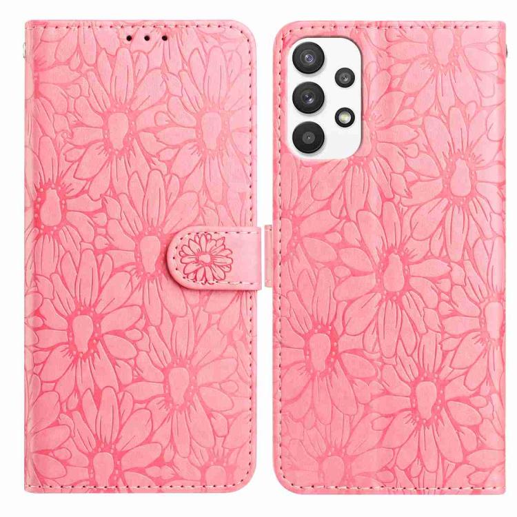 Custodia per telefono in pelle con motivo a margherite in rilievo, For Samsung Galaxy A53 5G, For Samsung Galaxy A73