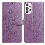 Custodia per telefono in pelle con motivo a margherite in rilievo, For Samsung Galaxy A53 5G, For Samsung Galaxy A73