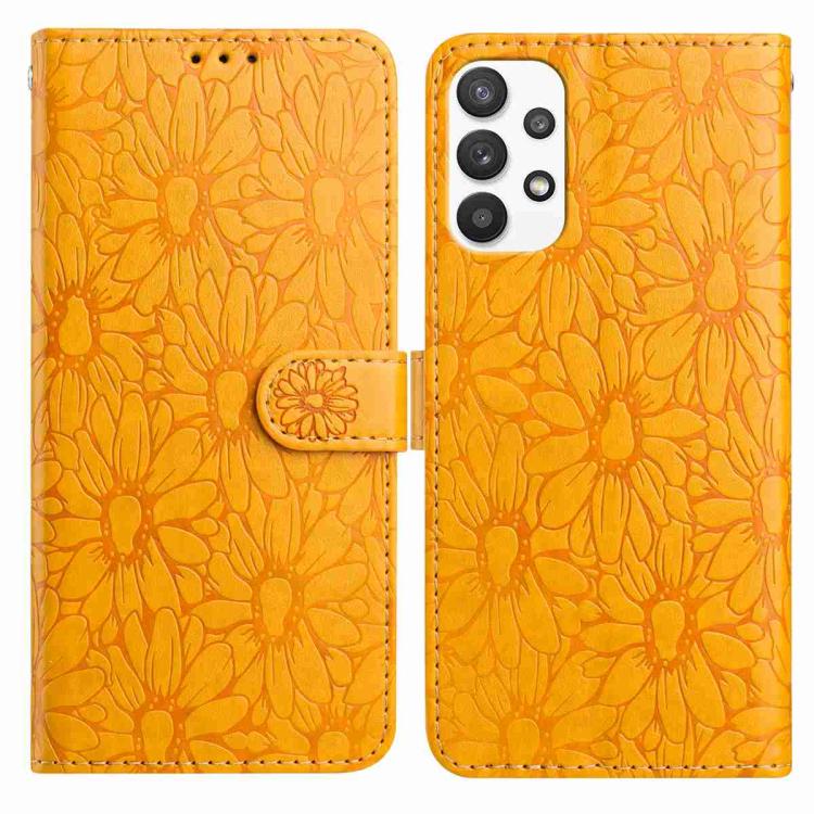 Custodia per telefono in pelle con motivo a margherite in rilievo, For Samsung Galaxy A53 5G, For Samsung Galaxy A73
