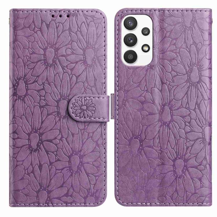 Custodia per telefono in pelle con motivo a margherite in rilievo, For Samsung Galaxy A53 5G, For Samsung Galaxy A73