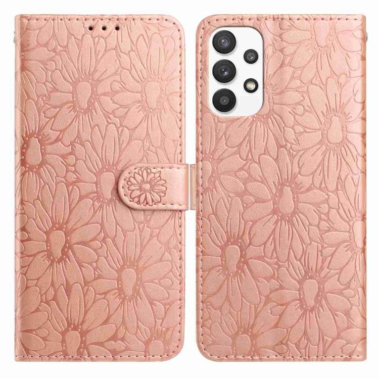 Custodia per telefono in pelle con motivo a margherite in rilievo, For Samsung Galaxy A53 5G, For Samsung Galaxy A73