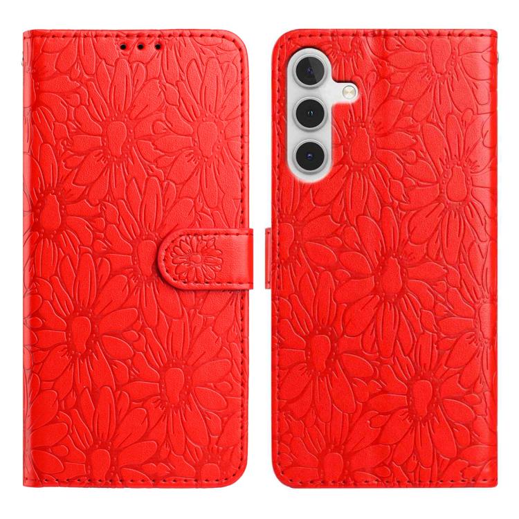 Custodia per telefono in pelle con motivo a margherite in rilievo, For Samsung Galaxy A55 5G, For Samsung Galaxy A35 5G