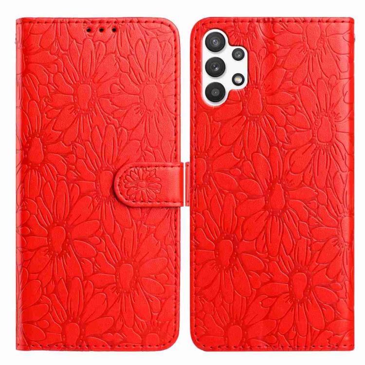 Custodia per telefono in pelle con motivo a margherite in rilievo, For Samsung Galaxy A32 5G, For Samsung Galaxy A02s EU Edition