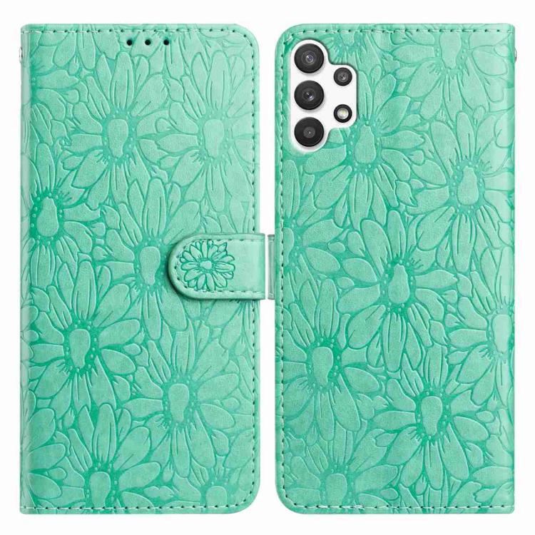 Custodia per telefono in pelle con motivo a margherite in rilievo, For Samsung Galaxy A32 5G, For Samsung Galaxy A02s EU Edition