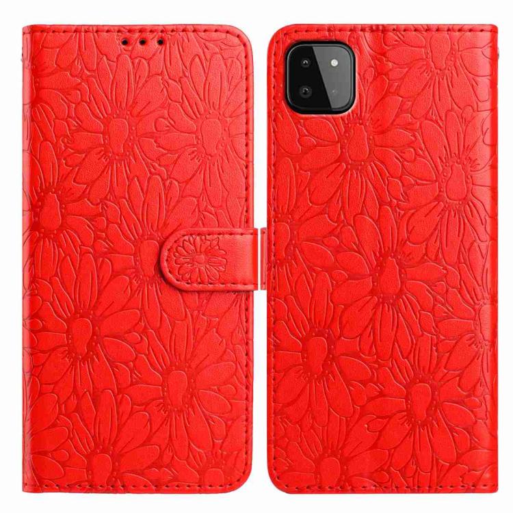 Custodia per telefono in pelle con motivo a margherite in rilievo, For Samsung Galaxy A22 5G, For Samsung Galaxy A32 4G
