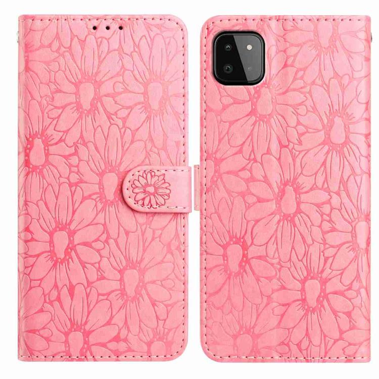 Custodia per telefono in pelle con motivo a margherite in rilievo, For Samsung Galaxy A22 5G, For Samsung Galaxy A32 4G