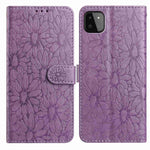 Custodia per telefono in pelle con motivo a margherite in rilievo, For Samsung Galaxy A22 5G, For Samsung Galaxy A32 4G