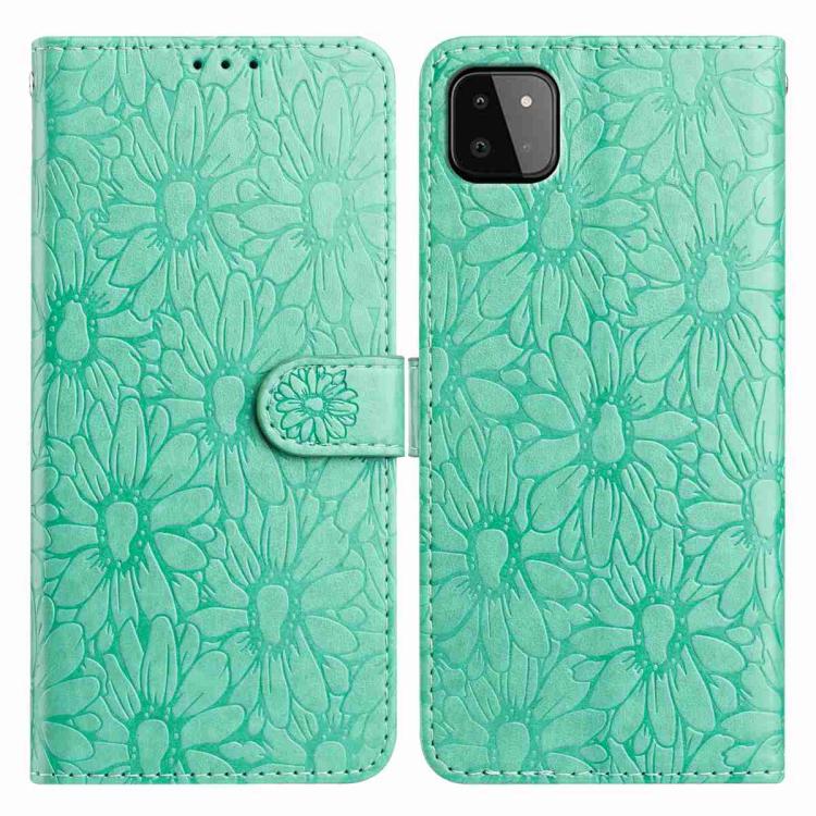 Custodia per telefono in pelle con motivo a margherite in rilievo, For Samsung Galaxy A22 5G, For Samsung Galaxy A32 4G