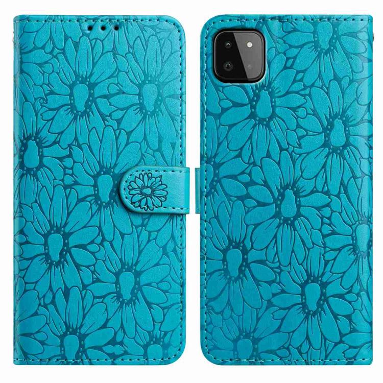 Custodia per telefono in pelle con motivo a margherite in rilievo, For Samsung Galaxy A22 5G, For Samsung Galaxy A32 4G