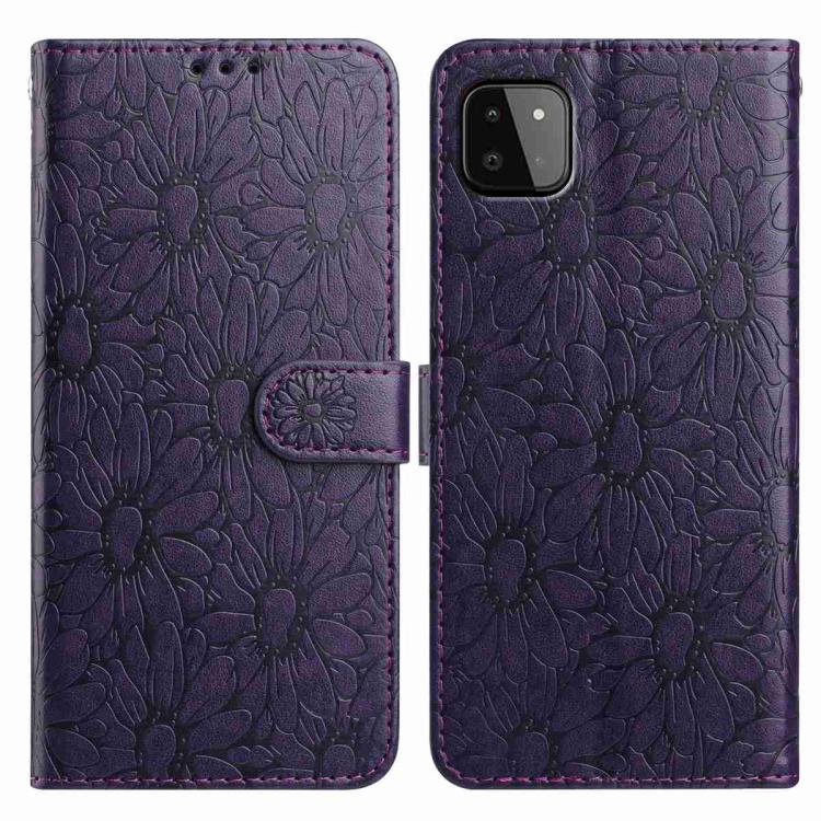 Custodia per telefono in pelle con motivo a margherite in rilievo, For Samsung Galaxy A22 5G, For Samsung Galaxy A32 4G