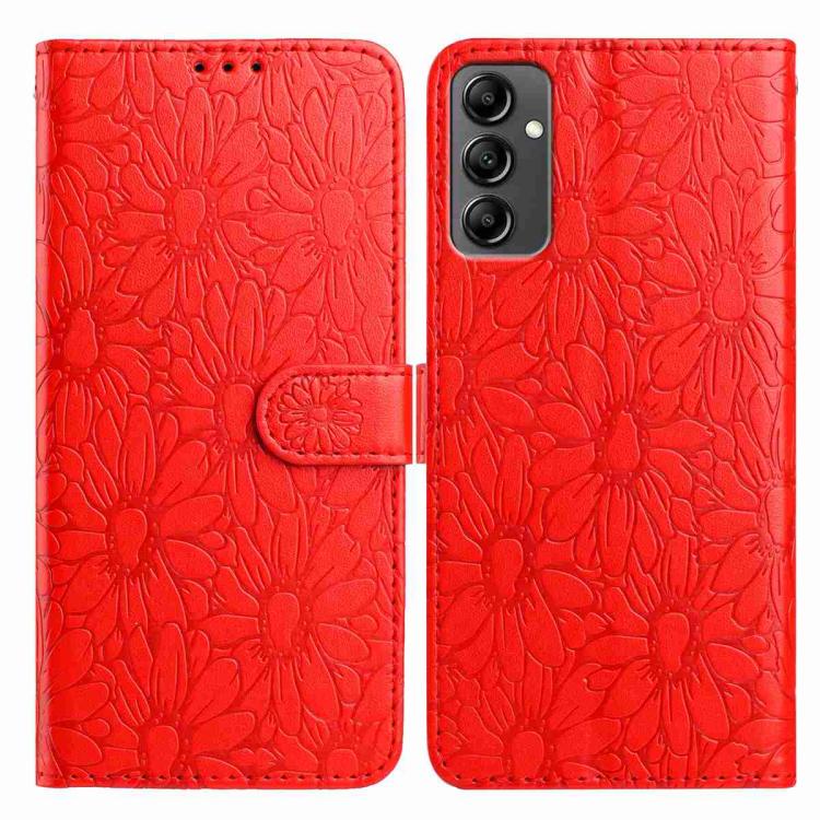 Custodia per telefono in pelle con motivo a margherite in rilievo, For Samsung Galaxy A04e, For Samsung Galaxy A14 5G