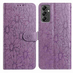 Custodia per telefono in pelle con motivo a margherite in rilievo, For Samsung Galaxy A04e, For Samsung Galaxy A14 5G