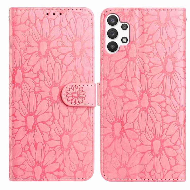 Custodia per telefono in pelle con motivo a margherite in rilievo, For Samsung Galaxy A03, For Samsung Galaxy A13 4G