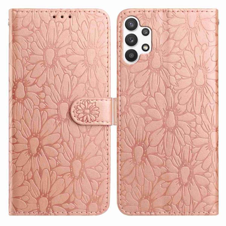 Custodia per telefono in pelle con motivo a margherite in rilievo, For Samsung Galaxy A03, For Samsung Galaxy A13 4G