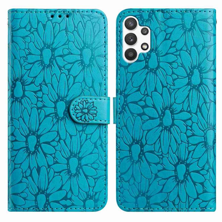 Custodia per telefono in pelle con motivo a margherite in rilievo, For Samsung Galaxy A03, For Samsung Galaxy A13 4G
