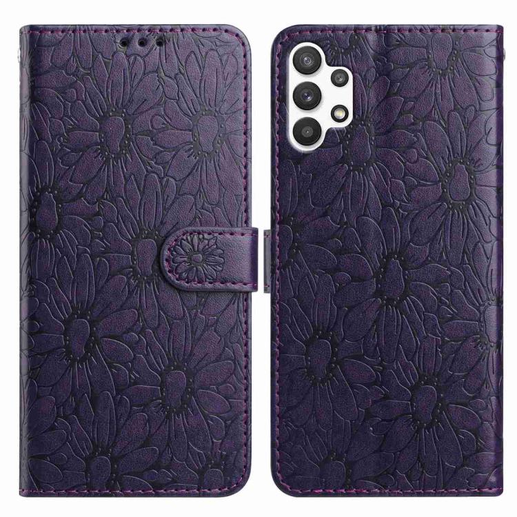Custodia per telefono in pelle con motivo a margherite in rilievo, For Samsung Galaxy A03, For Samsung Galaxy A13 4G