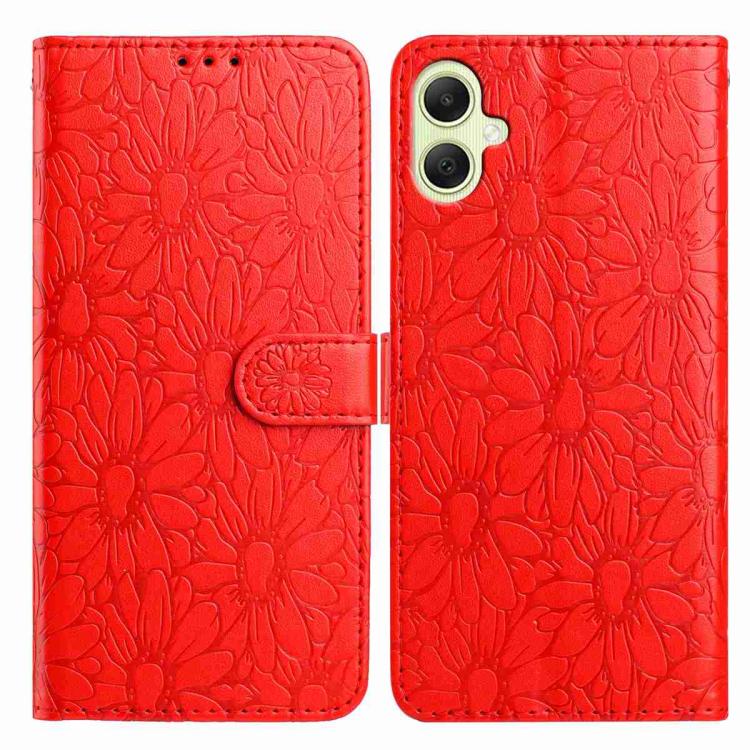 Custodia per telefono in pelle con motivo a margherite in rilievo, For Samsung Galaxy A06 4G / 5G, For Samsung Galaxy A56 5G