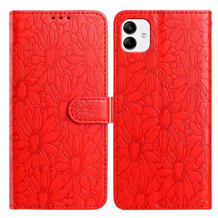 Custodia per telefono in pelle con motivo a margherite in rilievo, For Samsung Galaxy A04e, For Samsung Galaxy A14 5G