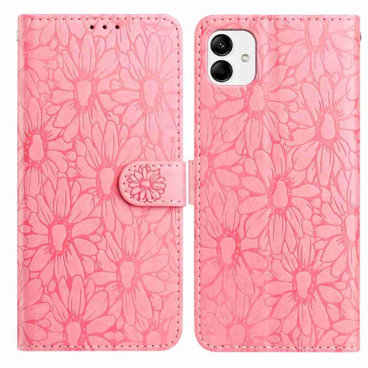 Custodia per telefono in pelle con motivo a margherite in rilievo, For Samsung Galaxy A04e, For Samsung Galaxy A14 5G