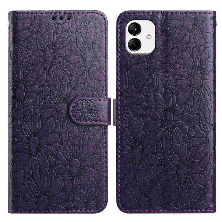 Custodia per telefono in pelle con motivo a margherite in rilievo, For Samsung Galaxy A04e, For Samsung Galaxy A14 5G