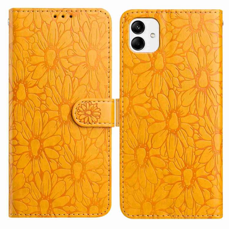Custodia per telefono in pelle con motivo a margherite in rilievo, For Samsung Galaxy A04, For Samsung Galaxy A04s / A13 5G