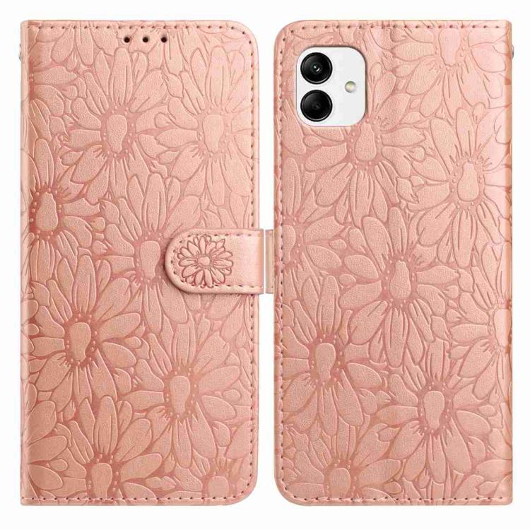 Custodia per telefono in pelle con motivo a margherite in rilievo, For Samsung Galaxy A04, For Samsung Galaxy A04s / A13 5G