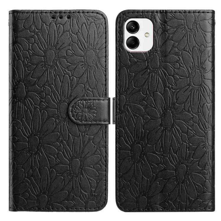 Custodia per telefono in pelle con motivo a margherite in rilievo, For Samsung Galaxy A04, For Samsung Galaxy A04s / A13 5G