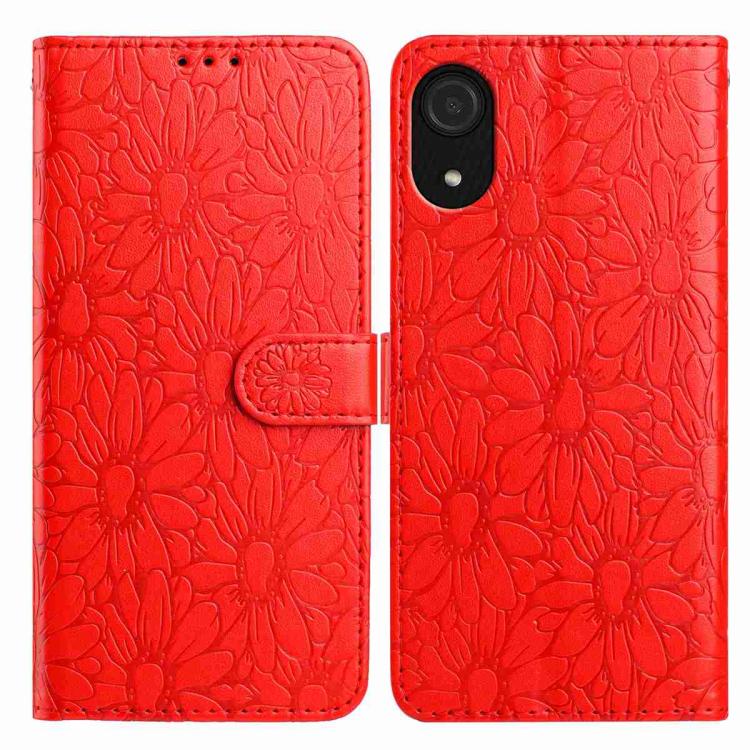 Custodia per telefono in pelle con motivo a margherite in rilievo, For Samsung Galaxy A03 Core, For Samsung Galaxy A33 5G