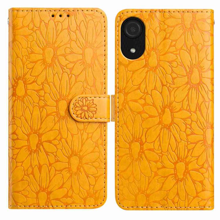 Custodia per telefono in pelle con motivo a margherite in rilievo, For Samsung Galaxy A03 Core, For Samsung Galaxy A33 5G