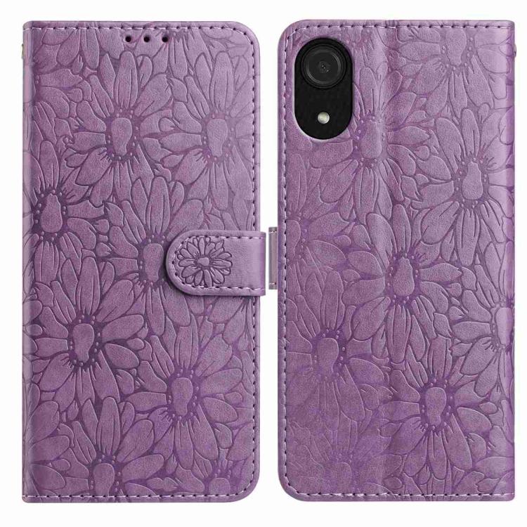 Custodia per telefono in pelle con motivo a margherite in rilievo, For Samsung Galaxy A03 Core, For Samsung Galaxy A33 5G