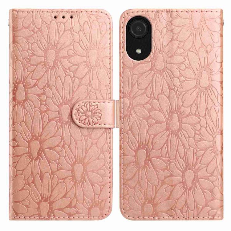 Custodia per telefono in pelle con motivo a margherite in rilievo, For Samsung Galaxy A03 Core, For Samsung Galaxy A33 5G