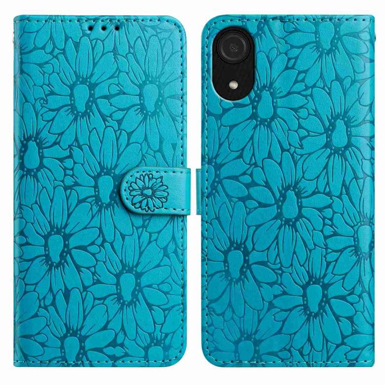 Custodia per telefono in pelle con motivo a margherite in rilievo, For Samsung Galaxy A03 Core, For Samsung Galaxy A33 5G