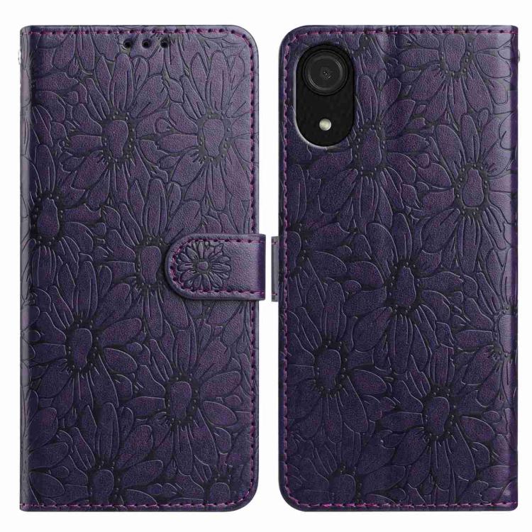 Custodia per telefono in pelle con motivo a margherite in rilievo, For Samsung Galaxy A03 Core, For Samsung Galaxy A33 5G