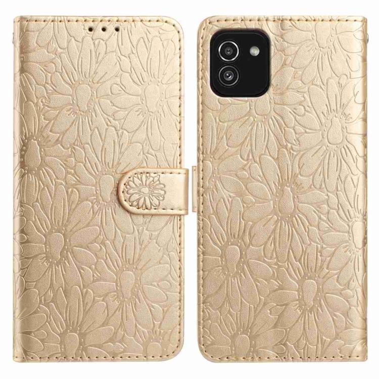 Custodia per telefono in pelle con motivo a margherite in rilievo, For Samsung Galaxy A03, For Samsung Galaxy A13 4G