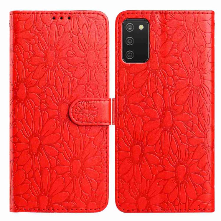 Custodia per telefono in pelle con motivo a margherite in rilievo, For Samsung Galaxy A32 5G, For Samsung Galaxy A02s EU Edition